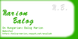marion balog business card